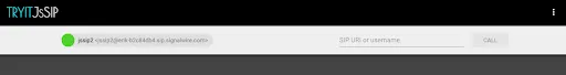 A screenshot of the TryIt JsSIP interface showing a second registered endpoint.