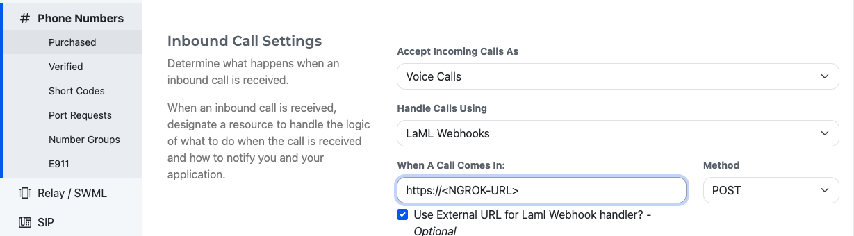 Legacy settings for phone number
